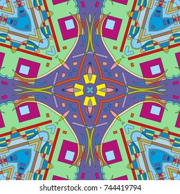 Abstract geometric seamless pattern, artistic composition. Colorful design for wallpaper, flyer, brochure cover. Colored geometric shapes, figures. Modern art background