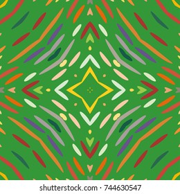 Abstract geometric seamless pattern, artistic composition. Colorful design for wallpaper, flyer, brochure cover. Colored geometric shapes, figures. Modern art background