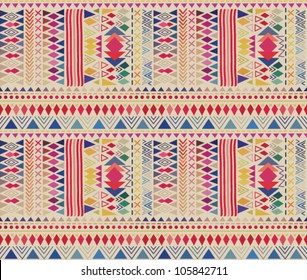 Abstract geometric seamless pattern. Aztec style pattern with triangle and line
