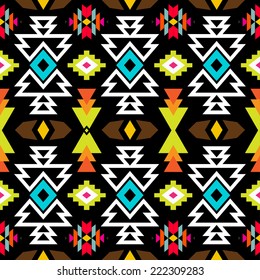 Abstract geometric seamless pattern. Aztec style pattern with triangle and line