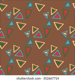 Abstract geometric seamless pattern. Aztec style hand draw pattern with triangle and line
