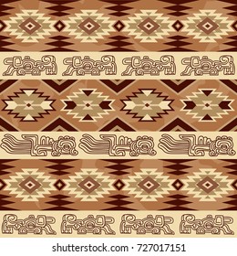 Abstract geometric seamless pattern with aztec traditional ornament. Ethnic tribal ancient background