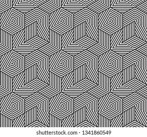 Abstract geometric seamless pattern background. Vector irregular polygon line grid, honeycomb texture pattern background