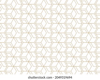 Abstract Geometric Seamless Pattern Background In Golden And White Color.