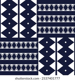 Fundo abstrato padrão contínuo geométrico. Padrão sem emenda azul e branco. Vetor