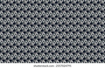 Abstract geometric seamless pattern background with optical illusion - circle intersection in gray and dark blue color. Vector illustration. For shirt dress textile cloth print wallpaper decoration