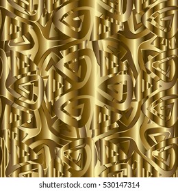 Abstract geometric seamless pattern background with elegance gold 3d celtic symbols. Modern wallpaper. Elegant vector luxury gold  texture.