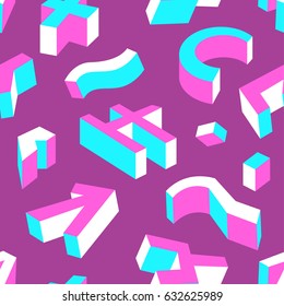 Abstract geometric seamless pattern. Background with three-dimensional shapes. Vector illustration 