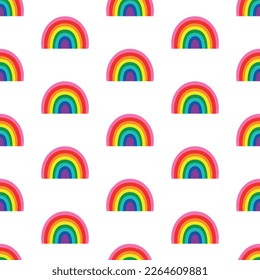 Abstract geometric seamless pattern. Beautiful pattern with rainbows in colors Gilbert Baker Pride Flag. Print for textile, wallpaper, covers, surface. For fashion fabric. lgbtqa symbols