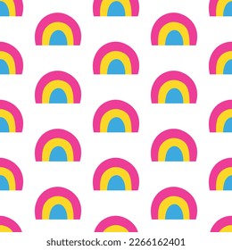 Resumen del patrón geométrico sin costuras. Hermoso patrón con arcos de colores Bandera Pansexual. Imprimir para textil, papel pintado, cubiertas, superficie. Para tela de moda. símbolos lgbtqa