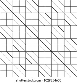 Abstract geometric seamless pattern. Black and white background design. Template for prints, wallpaper, wrapping paper, fabrics, covers, flyers, banners, posters and placards. Vector illustration.