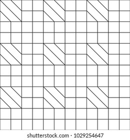 Abstract geometric seamless pattern. Black and white background design. Template for prints, wallpaper, wrapping paper, fabrics, covers, flyers, banners, posters and placards. Vector illustration.