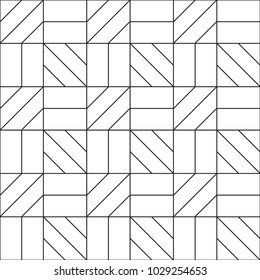 Abstract geometric seamless pattern. Black and white background design. Template for prints, wallpaper, wrapping paper, fabrics, covers, flyers, banners, posters and placards. Vector illustration.