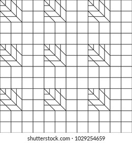 Abstract geometric seamless pattern. Black and white background design. Template for prints, wallpaper, wrapping paper, fabrics, covers, flyers, banners, posters and placards. Vector illustration.