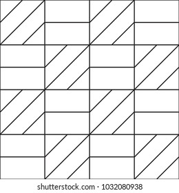 Abstract geometric seamless pattern. Black and white background design. Template for prints, wallpaper, wrapping paper, fabrics, covers, flyers, banners, posters and placards. Vector illustration.