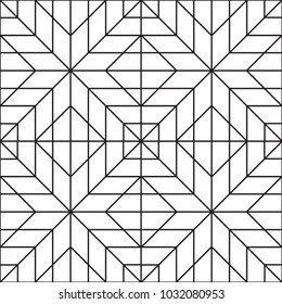Abstract geometric seamless pattern. Black and white background design. Template for prints, wallpaper, wrapping paper, fabrics, covers, flyers, banners, posters and placards. Vector illustration.