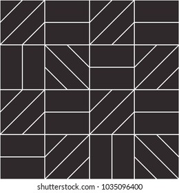 Abstract geometric seamless pattern. Black and white background design. Template for prints, wallpaper, wrapping paper, fabrics, covers, flyers, banners, posters and placards. Vector illustration.