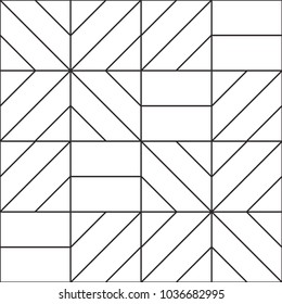Abstract geometric seamless pattern. Black and white background design. Template for prints, wallpaper, wrapping paper, fabrics, covers, flyers, banners, posters and placards. Vector illustration.