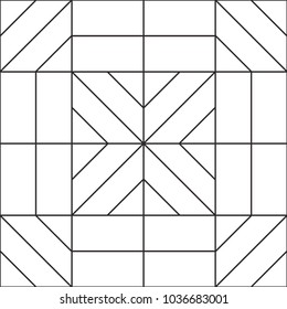 Abstract geometric seamless pattern. Black and white background design. Template for prints, wallpaper, wrapping paper, fabrics, covers, flyers, banners, posters and placards. Vector illustration.
