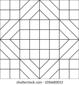 Abstract geometric seamless pattern. Black and white background design. Template for prints, wallpaper, wrapping paper, fabrics, covers, flyers, banners, posters and placards. Vector illustration.