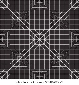 Abstract geometric seamless pattern. Black and white background design. Template for prints, wallpaper, wrapping paper, fabrics, covers, flyers, banners, posters and placards. Vector illustration.