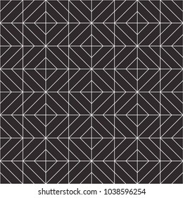 Abstract geometric seamless pattern. Black and white background design. Template for prints, wallpaper, wrapping paper, fabrics, covers, flyers, banners, posters and placards. Vector illustration.
