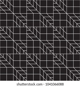 Abstract geometric seamless pattern. Black and white background design. Template for prints, wallpaper, wrapping paper, fabrics, covers, flyers, banners, posters and placards. Vector illustration.