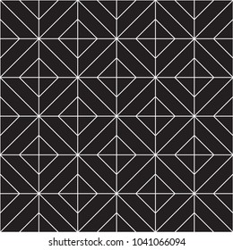 Abstract geometric seamless pattern. Black and white background design. Template for prints, wallpaper, wrapping paper, fabrics, covers, flyers, banners, posters and placards. Vector illustration.