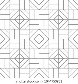 Abstract geometric seamless pattern. Black and white background design. Template for prints, wallpaper, wrapping paper, fabrics, covers, flyers, banners, posters and placards. Vector illustration.