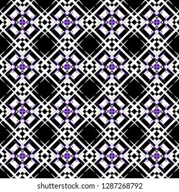 Abstract geometric seamless pattern. Black and white, Violet style pattern. Use for wallpaper, pattern fills, web page background.