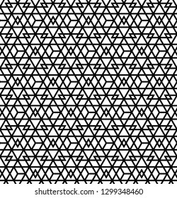 Abstract Geometric Seamless pattern .Black lines on white background.Silhouette lines with a large thickness