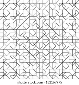 Abstract geometric seamless pattern. Black and white style pattern with triangle, rhombus and lines.