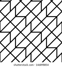 Abstract geometric seamless pattern. Black and white style pattern with triangle, rhombus and lines.