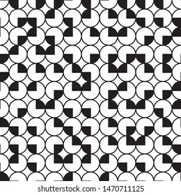 Abstract geometric seamless pattern. Black and white style pattern with circle.