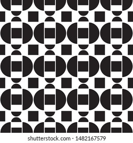 Abstract geometric seamless pattern. Black and white style pattern with circle.