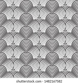 Abstract geometric seamless pattern. Black and white style pattern with circle.
