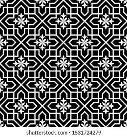 Abstraktes geometrisches nahtloses Muster. Schwarz-Weiß. Moderne, stilvolle Textur.Vektorillustration, Hintergrund.