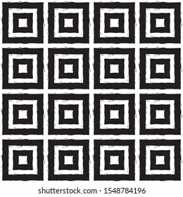 abstract geometric seamless pattern black squares white background. Vector illustration