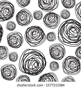 abstract geometric seamless pattern black doodle line white background. Vector illustration
