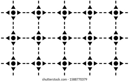 Abstract geometric seamless pattern. Black and white color wallpaper. Triangle , circle and short line shape.