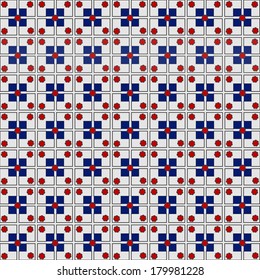 Abstract geometric seamless pattern. Black blue and red style.