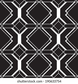 Abstract geometric seamless pattern. Black and white style pattern with rhombus and lines.