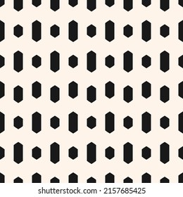 Abstract geometric seamless pattern. Black and white vector background. Simple ornament with hexagons, diamond shapes. Stylish monochrome graphic texture. Repeat design for decor, fabric, wallpapers