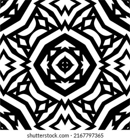 Abstract geometric seamless pattern.  Black and white vector background. black mandala.