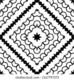 Abstract geometric seamless pattern.  Black and white vector background. black mandala.