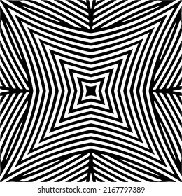 Resumen del patrón geométrico sin costuras.  Fondo vectorial blanco y negro. mandala negra.