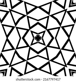 Abstract geometric seamless pattern.  Black and white vector background. black mandala.
