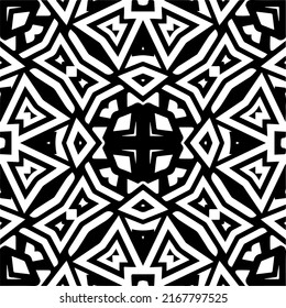Abstract geometric seamless pattern.  Black and white vector background. black mandala.
