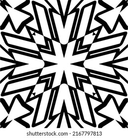 Abstraktes geometrisches nahtloses Muster.  Schwarz-weißer Vektorhintergrund. schwarze Mandala.