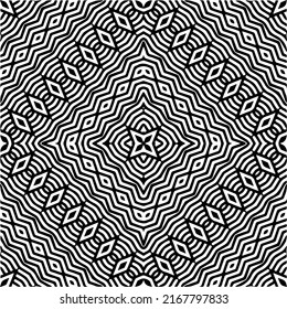 Abstract geometric seamless pattern.  Black and white vector background. black mandala.